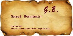 Gazsi Benjámin névjegykártya